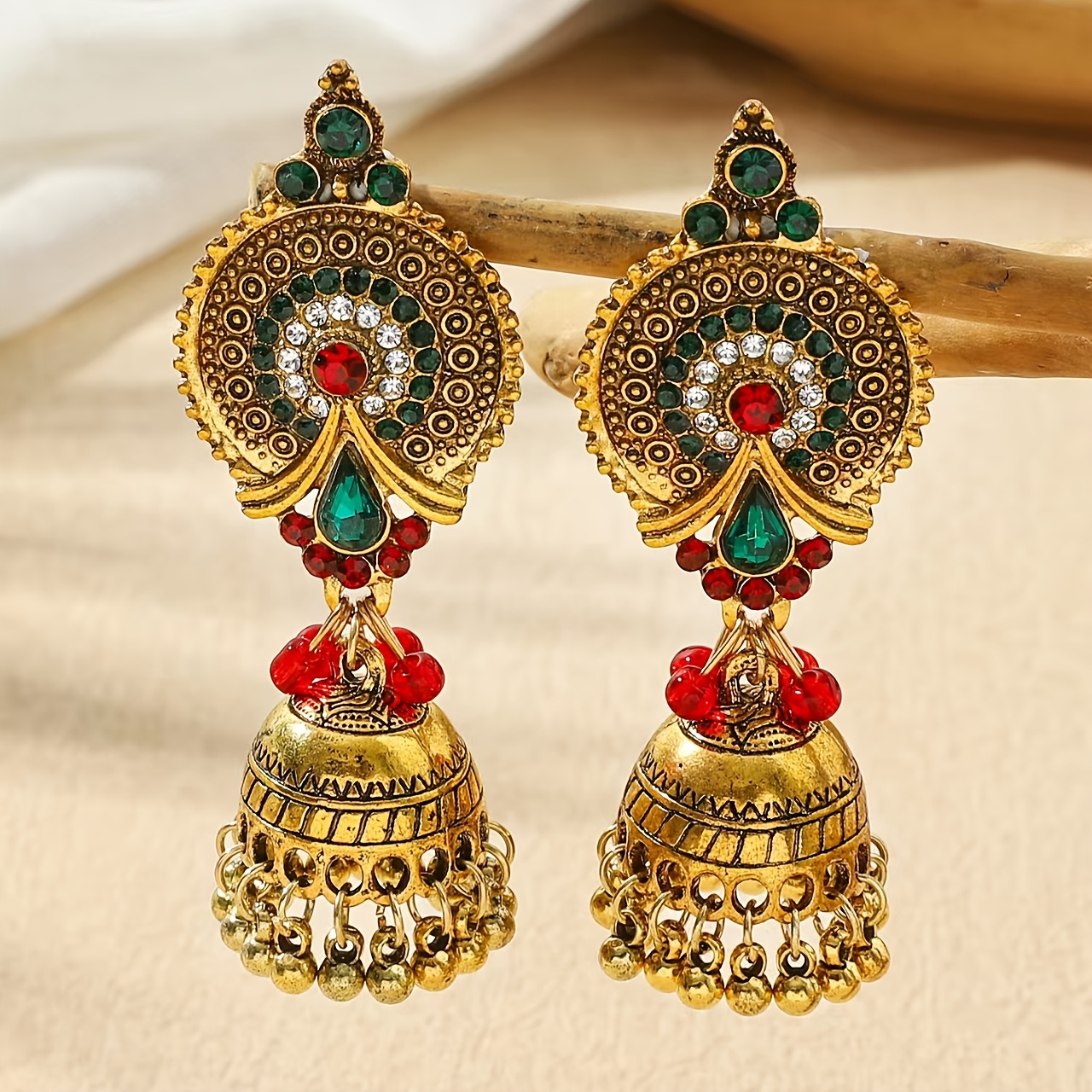 Rhinestone Inlaid Vintage Exquisite Drop Earrings, Bohemian Style